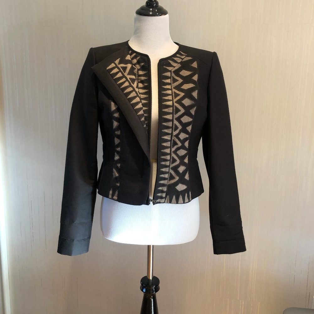 BCBGMaxazria Black Patterned Jacket, NWT, Size Med